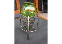Archibald Knox for Liberty and Co. A bomb vase with original James Powell green glass liner - Thumbnail 2