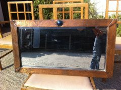 Liberty and Co. An Arts and Crafts copper mirror with blue enamel roundel - Thumbnail 2