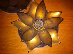 A set of three Arts and Crafts brass floral leaf ceiling lights - Thumbnail 2