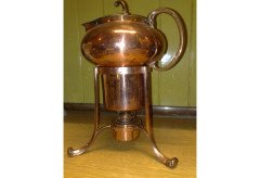 Arts and Crafts copper spirit kettle on stand c.1900 - Thumbnail 3