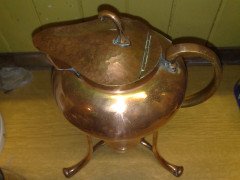 Arts and Crafts copper spirit kettle on stand c.1900 - Thumbnail 4
