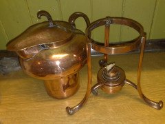 Arts and Crafts copper spirit kettle on stand c.1900 - Thumbnail 8