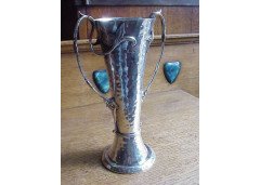Elkington and Co. A wonderful Art Nouveau silver vase with stylised floral handles - Thumbnail 1