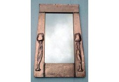 Liberty and Co. A copper mirror with hand formed stylised floral repousse work - Thumbnail 1