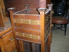 A Good Quality Arts and Crafts Copper Bound Oak Plant Stand - Thumbnail 2