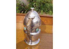 A Connell Pewter Jug with Turquoise Ruskin Jewels - Thumbnail 2