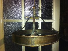 A Hand Hammered Arts and Crafts Copper Rise and Fall Ceiling Light - Thumbnail 4