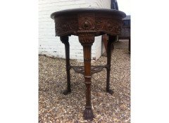 An Arts and Crafts/ Art Nouveau Cast Iron Circular Side Table with a Solid Walnut Top - Thumbnail 2