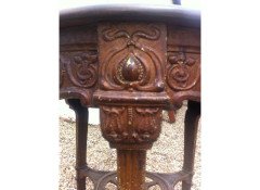 An Arts and Crafts/ Art Nouveau Cast Iron Circular Side Table with a Solid Walnut Top - Thumbnail 4