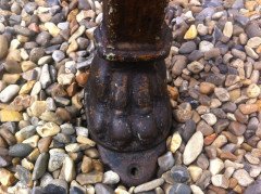An Arts and Crafts/ Art Nouveau Cast Iron Circular Side Table with a Solid Walnut Top - Thumbnail 9