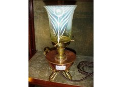 WAS Benson (attributed). A fabulous table lamp with a good James Powell of Whitefriers shade - Thumbnail 2