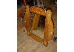 An Arts and Crafts Oak Hall Mirror with Stylised Brass Coat Hooks. - Thumbnail 2