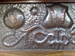 Shapland and Petter. A stunning Arts and Crafts oak desk with an upper shelf - Thumbnail 10