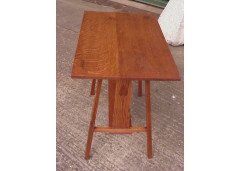 Wylie and Lochhead retailed by Liberty and Co. A pair of Arts and Crafts oak side tables with stylised cut outs - Thumbnail 1