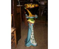 A jardinere and stand with Peacock decoration made at the Thomas Forrester factory in Longton. - Thumbnail 1