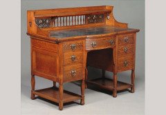 Shapland and Petter. An Arts and Crafts oak twin pedestal desk - Thumbnail 1