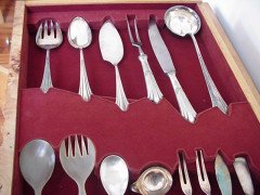 WMF. A rare Art-Deco Silver plated cutlery service for 12, in the original cabinet - Thumbnail 9