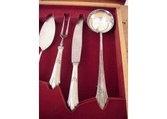 WMF. A rare Art-Deco Silver plated cutlery service for 12, in the original cabinet - Thumbnail 12