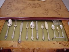 WMF. A rare Art-Deco Silver plated cutlery service for 12, in the original cabinet - Thumbnail 14