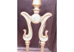Art Nouveau brass fire utensils, tongs and shovel c.1905 - Thumbnail 3