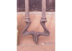 A Pair of Art Nouveau Brass Fire Utensils Consisting of a Pair of Tongs and Shovel. - Thumbnail 4