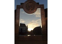 An Arts and Crafts copper mirror with blue Ruskin jewels - Thumbnail 2