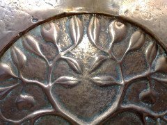 An Arts and Crafts copper mirror with blue Ruskin jewels - Thumbnail 8