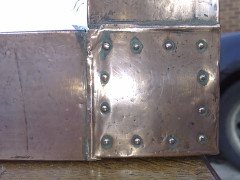An Arts and Crafts copper mirror with blue Ruskin jewels - Thumbnail 12