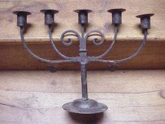 Goberg, Dutch Iron craft workshops. A single five branch hand formed iron candelabra. - Thumbnail 1