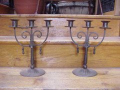 Goberg, Dutch Iron craft workshops. A single five branch hand formed iron candelabra. - Thumbnail 5