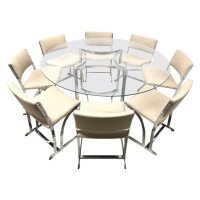 Richard Young Merrow Associates a Chrome Dining Table & a Set of 8, 160z Chairs
