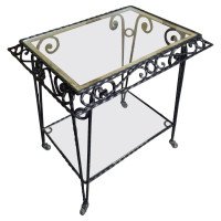 French Mid-Century Wrought Iron and Glass Two-Tier Trolley c.1965