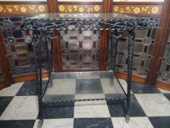 Mid Century French Glass & Wrought Iron 2 Tier Tea or Dessert Trolley on Castors - Thumbnail 6