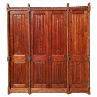 A. W. N. Pugin. Gothic Revival Four-Door Pitch Pine Wardrobe with Linenfold Panels