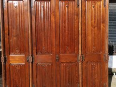A W N Pugin. Gothic Revival Four Door Pitch Pine Wardrobe with Linenfold Panels - Thumbnail 2