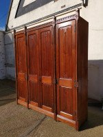 A W N Pugin. Gothic Revival Four Door Pitch Pine Wardrobe with Linenfold Panels - Thumbnail 4