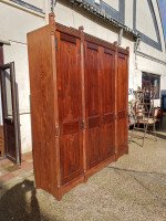 A W N Pugin. Gothic Revival Four Door Pitch Pine Wardrobe with Linenfold Panels - Thumbnail 5