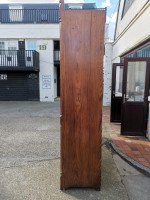 A W N Pugin. Gothic Revival Four Door Pitch Pine Wardrobe with Linenfold Panels - Thumbnail 7