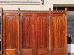 A W N Pugin. Gothic Revival Four Door Pitch Pine Wardrobe with Linenfold Panels - Thumbnail 8