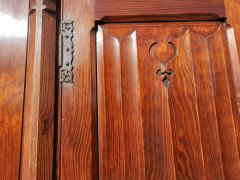 A W N Pugin. Gothic Revival Four Door Pitch Pine Wardrobe with Linenfold Panels - Thumbnail 11