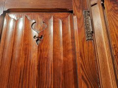 A W N Pugin. Gothic Revival Four Door Pitch Pine Wardrobe with Linenfold Panels - Thumbnail 14