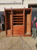 A W N Pugin. Gothic Revival Four Door Pitch Pine Wardrobe with Linenfold Panels - Thumbnail 18