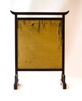 E. W. Godwin. an Anglo- Japanese Mahogany Fire Screen with Original Silk Country Scene - Thumbnail 6