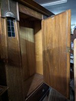 Harris Lebus, English Arts & Crafts Oak Wardrobe with Decorative Copper Details - Thumbnail 7