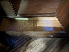 Harris Lebus, English Arts & Crafts Oak Wardrobe with Decorative Copper Details - Thumbnail 9