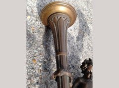 An exceptional pair Bronze wall lights of a Merboy riding a mythical Dolphin - Thumbnail 4