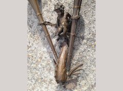 An exceptional pair Bronze wall lights of a Merboy riding a mythical Dolphin - Thumbnail 3