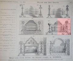 Hart Son & Peard, an English Aesthetic Movement Fire Grate with Dog Head Finials - Thumbnail 19