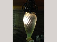 An Arts and Crafts Copper Pendant Retaining the Original Vaseline/ Uranium Shade. - Thumbnail 3