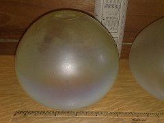 Arts and Crafts c.1900 Pair of Vaseline Uranium Glass Dome Shades - Thumbnail 4